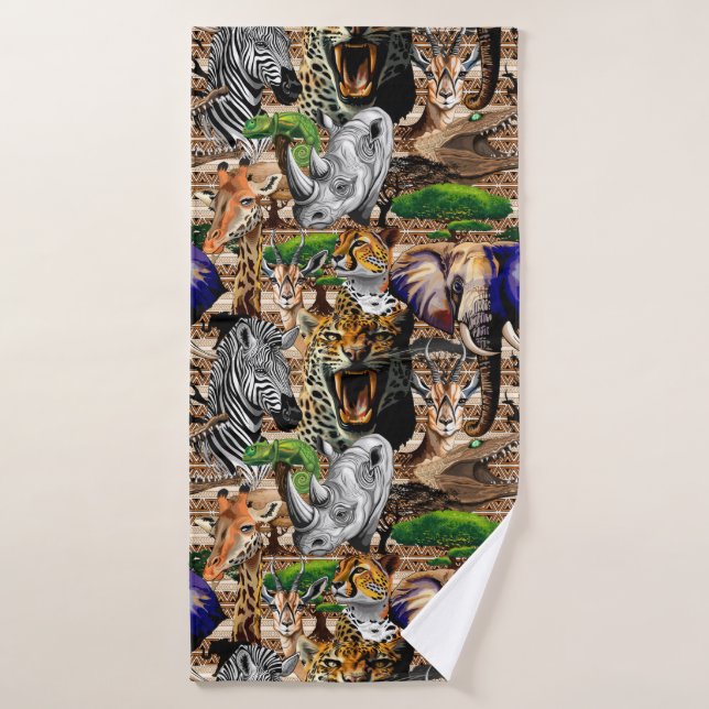 Animaux sauvages de la Savane africaine (Serviette de bain)