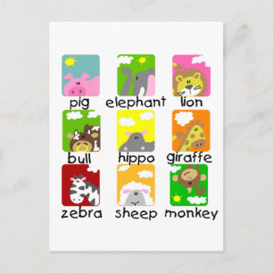 Animaux sur carte postale de défilé