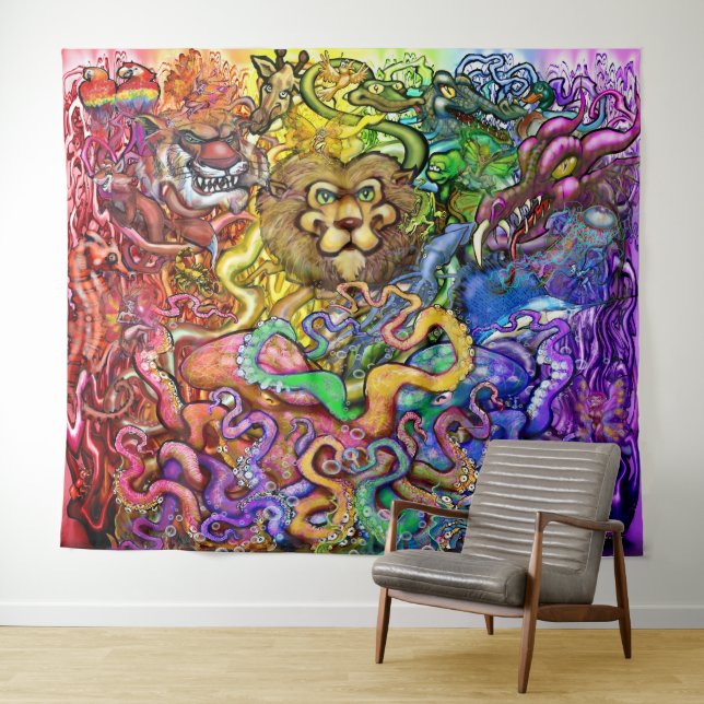 Animaux Tapisserie arc-en-ciel (En situation (horizontale))
