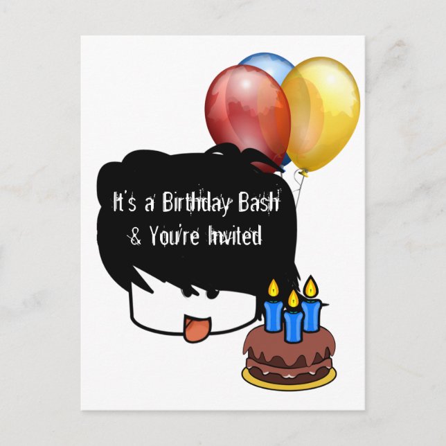 Anime 3 Jahre alt Geburtstag Einladungspostkarte (Vorderseite)