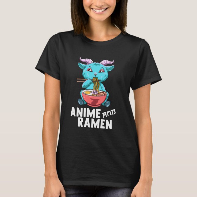 Anime and Ramen Aesthetic Ramen Baphomet T-Shirt (Vorderseite)