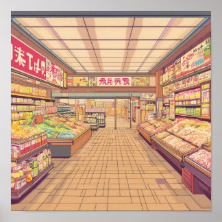 Anime Ästhetische japanische Supermärkte Räume Poster
