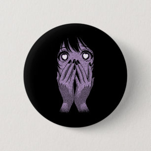 Anime-Augen Mädchen Herzen Manga Otaku Grunge Goth Button