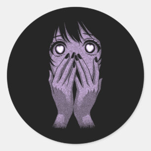 Anime-Augen Mädchen Herzen Manga Otaku Grunge Goth Runder Aufkleber