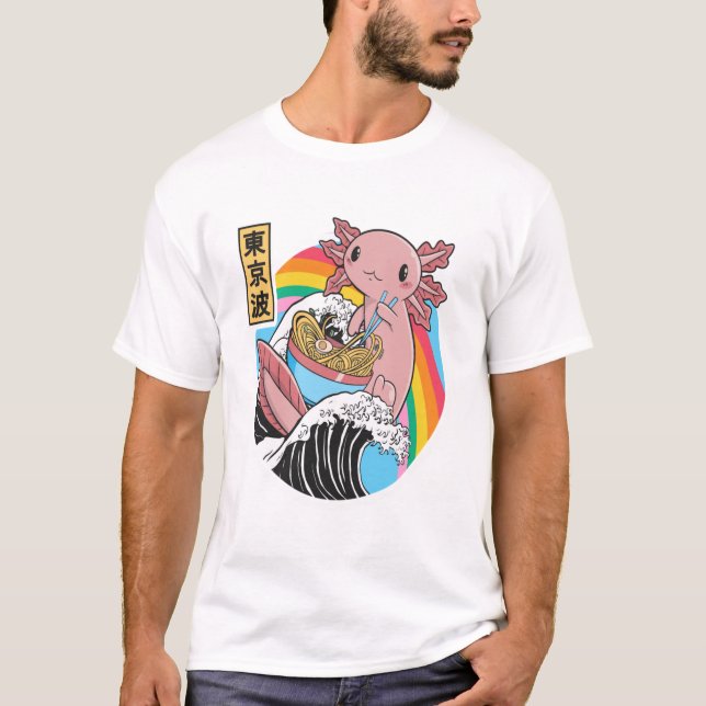 Anime Axolotl Waifu, Liebe Anime Ramen und Sketc T-Shirt (Vorderseite)