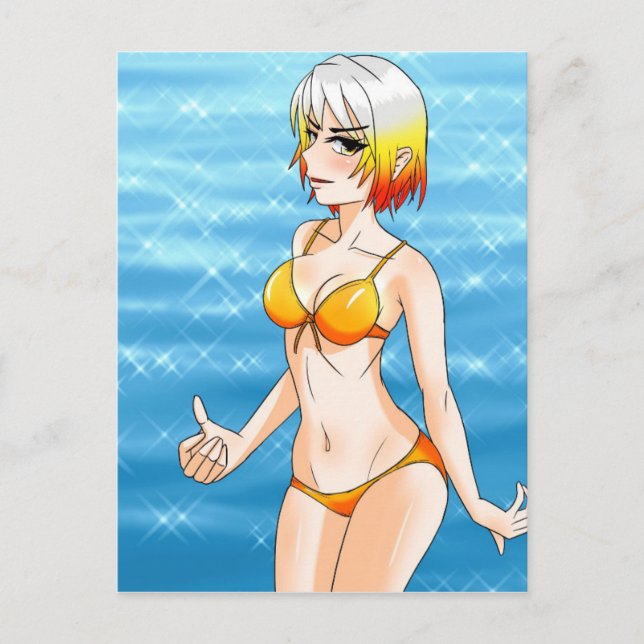 Anime Bikini Girl Postkarte (Vorderseite)