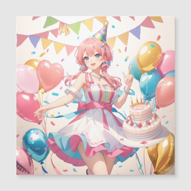 Anime Birthday Magneteinladung (Vorderseite)