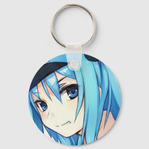 Anime blue-haired girl blue eyes  schlüsselanhänger