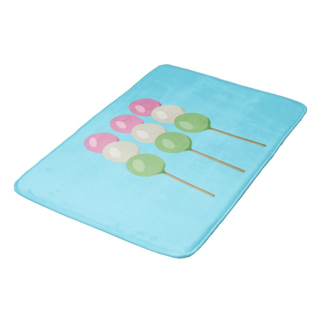 Anime Blue Pastel Dango Bath Mat Badematte (Schrägansicht)