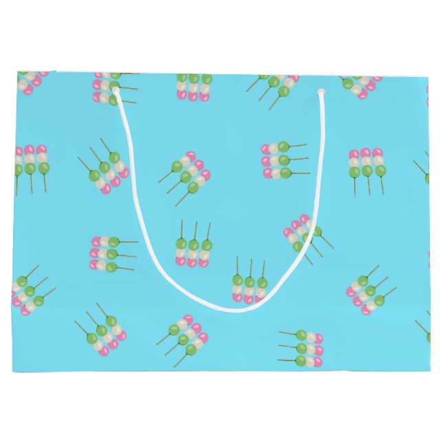Anime Blue Pastel Dango Gift Bag Große Geschenktüte (Rückseite)