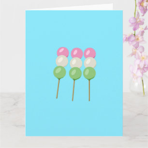 Anime Blue Pastel Dango Klappkarte Karte