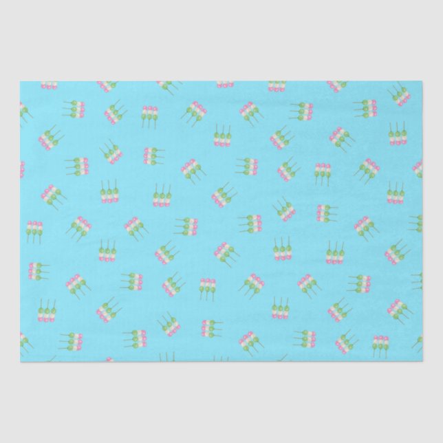 Anime Blue Pastel Dango Seidenpapier (Vorderseite)