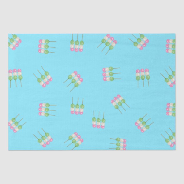 Anime Blue Pastel Dango Tissue Paper Seidenpapier (Vorderseite)