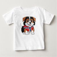 Anime Border Collie mit norwegischer Flagge