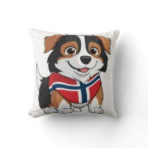 Anime Border Collie mit norwegischer Flagge