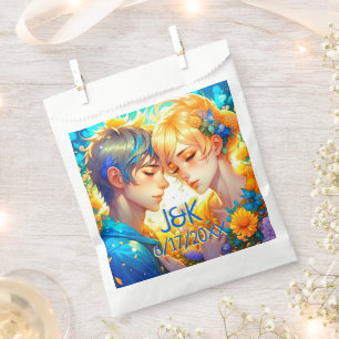 Anime Boy und Girl Floral Couple Personalisiert Geschenktütchen