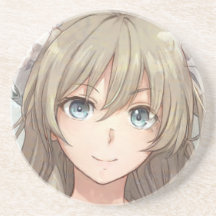 Anime braunhaariges Mädchen mit blauen Augen