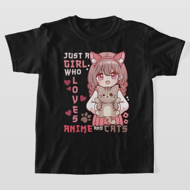 Anime Cat Girl Just a Girl Liebe Anime und Cat T-Shirt (Ablage )