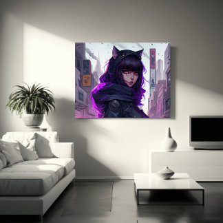 Anime Cat Girl Poster Leinwanddruck