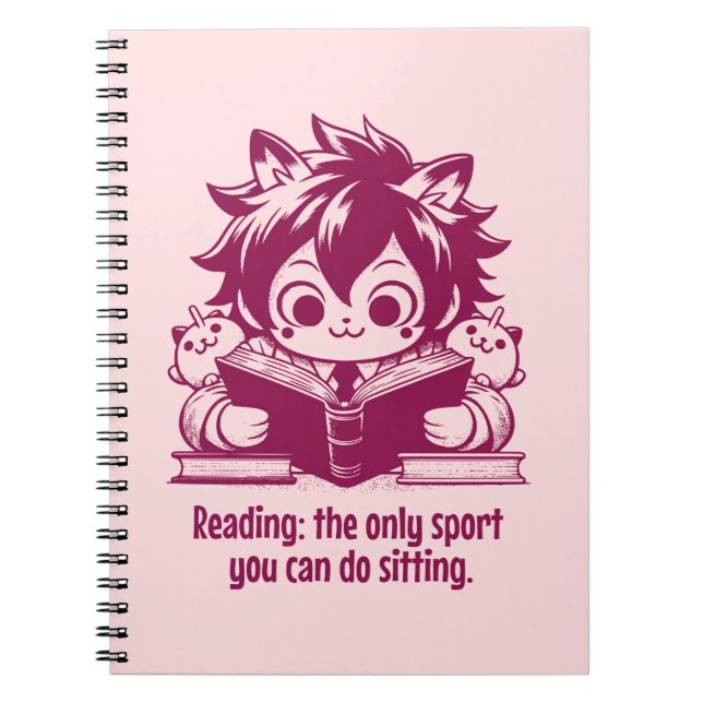 Anime Catboy liest ein Buch & ein lustiges Buchang (Vorderseite)