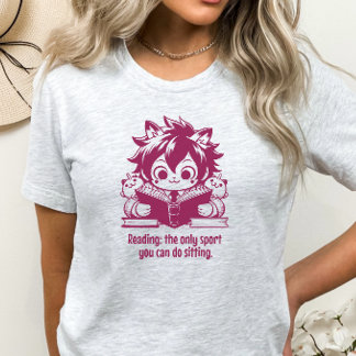 Anime Catboy liest ein Buch & ein lustiges Buchang T-Shirt