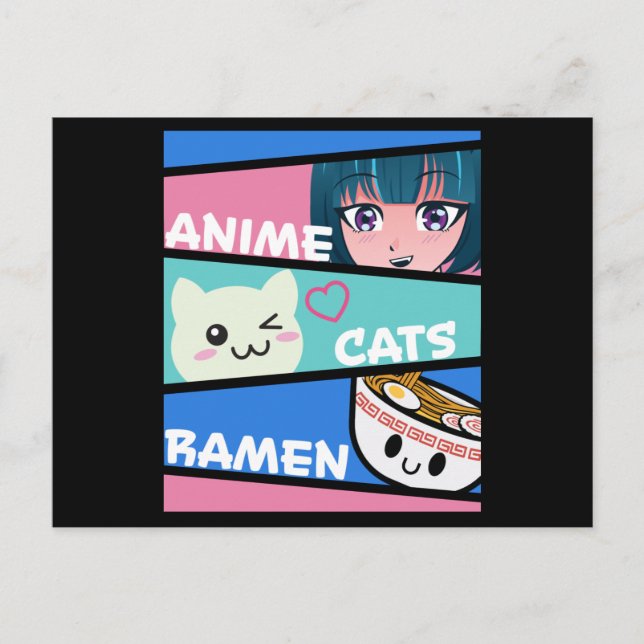 Anime Cats Ramen Manga Cosplay Japan Kawaii Gesche Postkarte (Vorderseite)