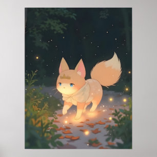Anime Celestial Fox im Sternenwald Poster
