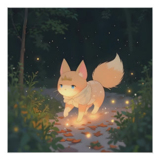 Anime Celestial Fox im Sternenwald Poster