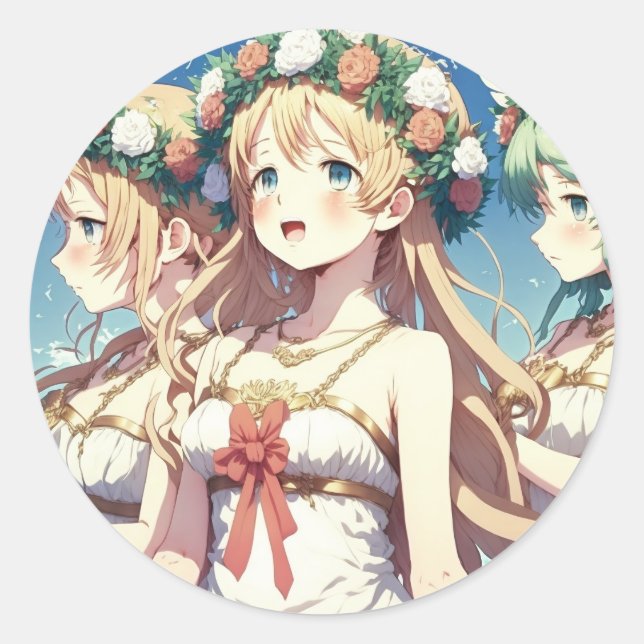 Anime Chor Runder Aufkleber (Vorderseite)