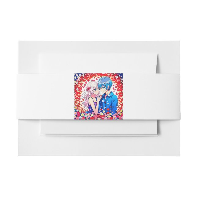 Anime Couple Red Wedding Themed Einladungsbanderole (Vorderseite Beispiel)