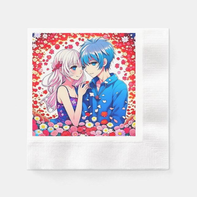 Anime Couple Unique Wedding Serviette (Vorderseite)