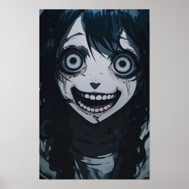 Anime Crazy Girl Psycho Crazy Face Poster (Vorne)