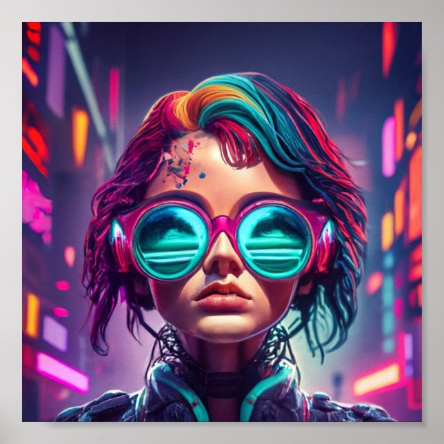 Anime Cyberpunk Girl Poster (Vorne)