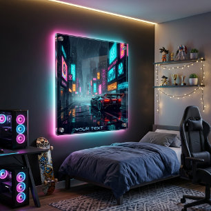 Anime Cyberpunk-Stadtlandschaft Futuristischer N Poster