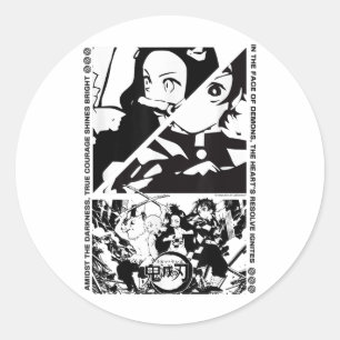 Anime Demon Slayer-Zeichen Dynamische Szene _1 Runder Aufkleber
