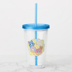 Anime Donut freut sich mit Tom, Jerry und Tuffy Acryltrinkbecher