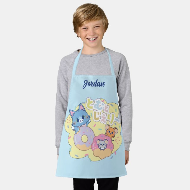 Anime Donut freut sich mit Tom, Jerry und Tuffy Schürze (Getragen)