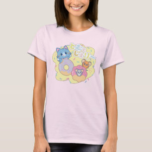 Anime Donut freut sich mit Tom, Jerry und Tuffy T-Shirt
