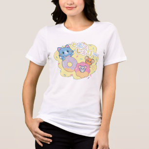 Anime Donut freut sich mit Tom, Jerry und Tuffy Tri-Blend Shirt