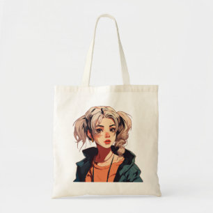 Anime Dream: Schönheit in Beige Tragetasche