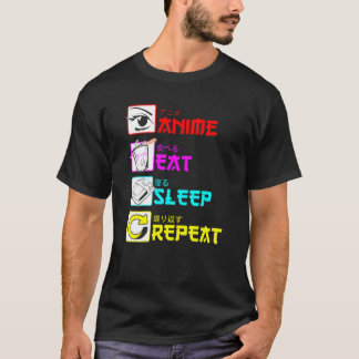 Anime Eat Sleep Wiederholung Funny Japanisch Manga T-Shirt