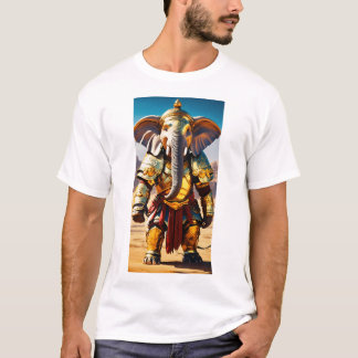 Anime-Elefanten-Krieger Goldene Rüstung T-Shirt