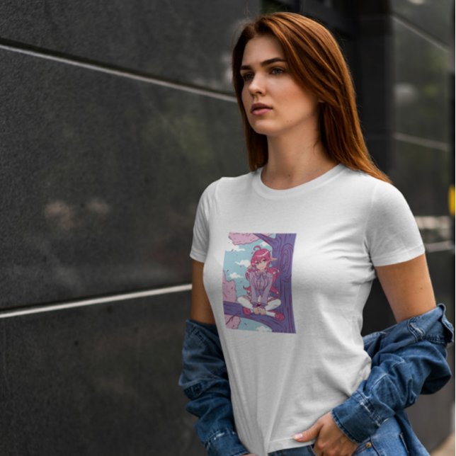 Anime Elf Girl in einem Baum T-Shirt (Von Creator hochgeladen)