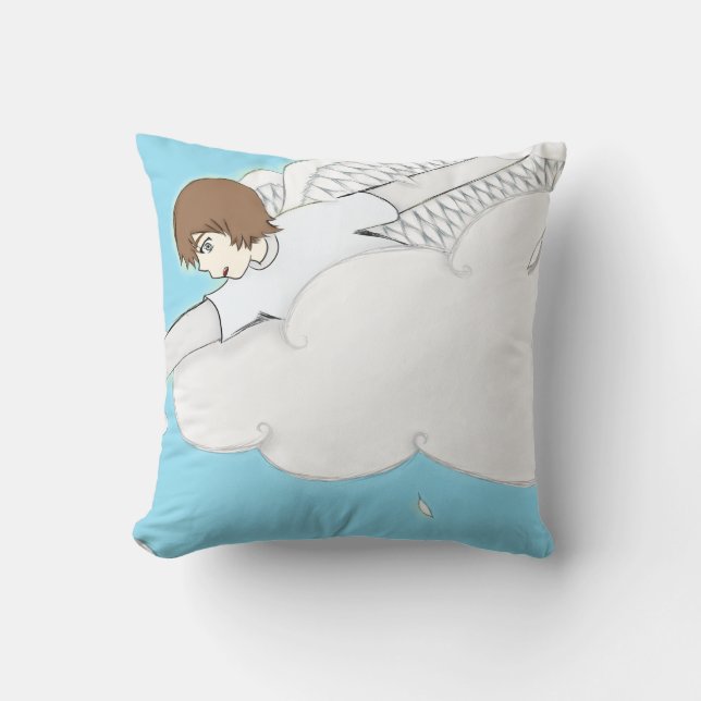 Anime-Engels-Junge, der heraus von den Wolken Kissen (Vorderseite)