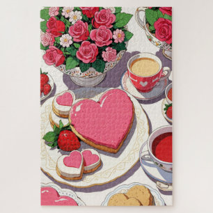 Anime-Erdbeere und herzförmige Dessertkunst