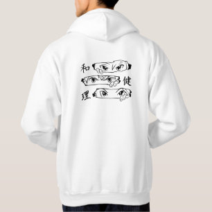 Anime Eyes Hoodie mit japanischem Kanji