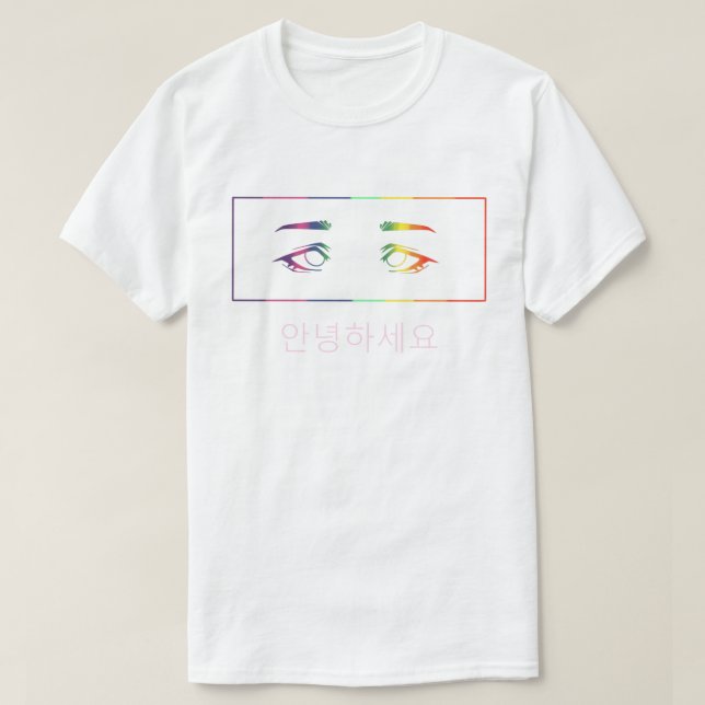 Anime Eyes Rainbow T-Shirt [Bonjour] (Design devant)