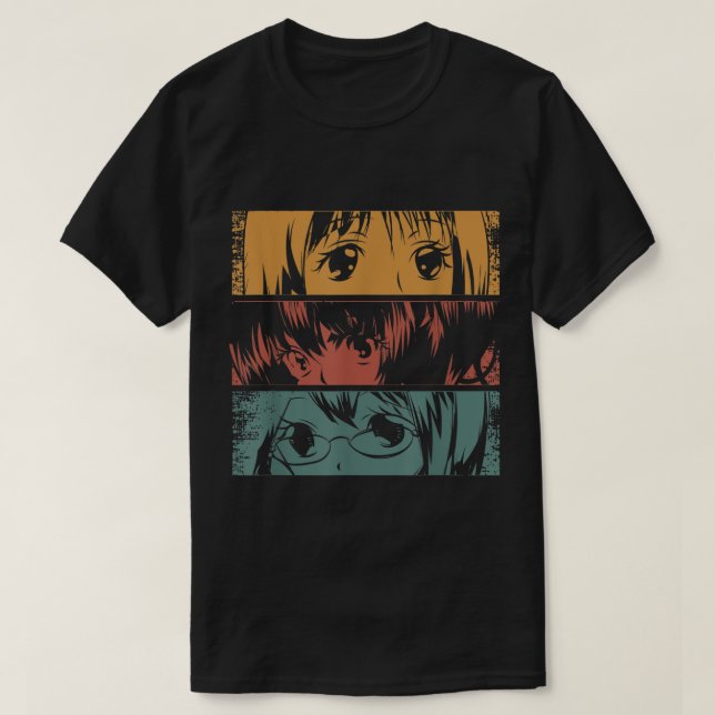 Anime Eyes Retro Aesthetic Design T-Shirt (Design vorne)