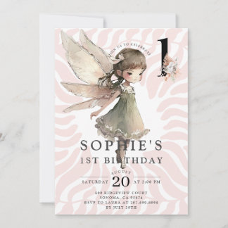 Anime Fairy Girl's 1. Geburtstag Einladung