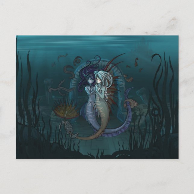 Anime Fantasy Mermaids Postcard Postkarte (Vorderseite)